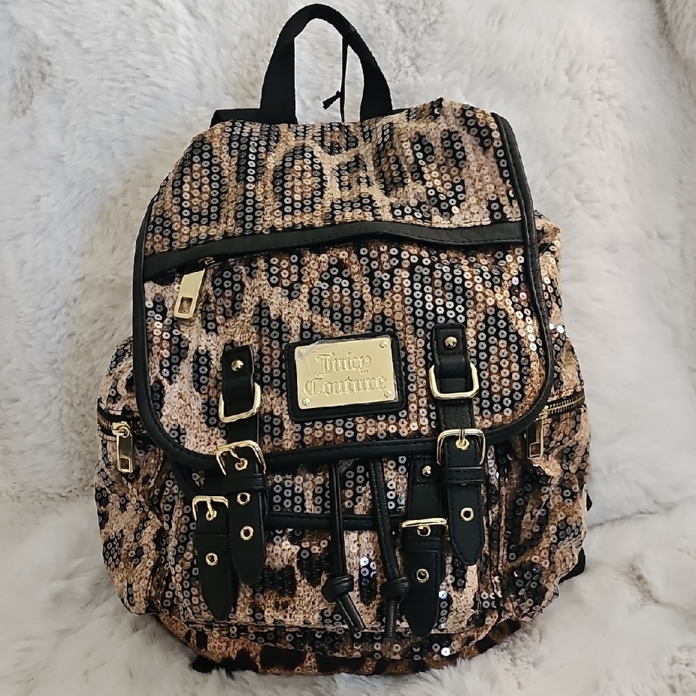 Juicy Couture Brown and Black Leopard Backpack